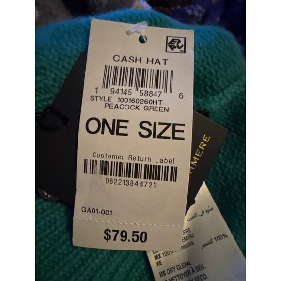 Brand New Charter Club Cashmere Peacock Green Adult One Size Hat Beanie Cashmere main image 6